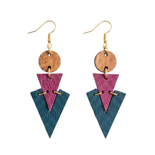"Isa" Wood x Leather Earrings