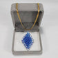 Diamond Crochet Glass Pendant Necklace 18k Gold Chain Jewelry Box