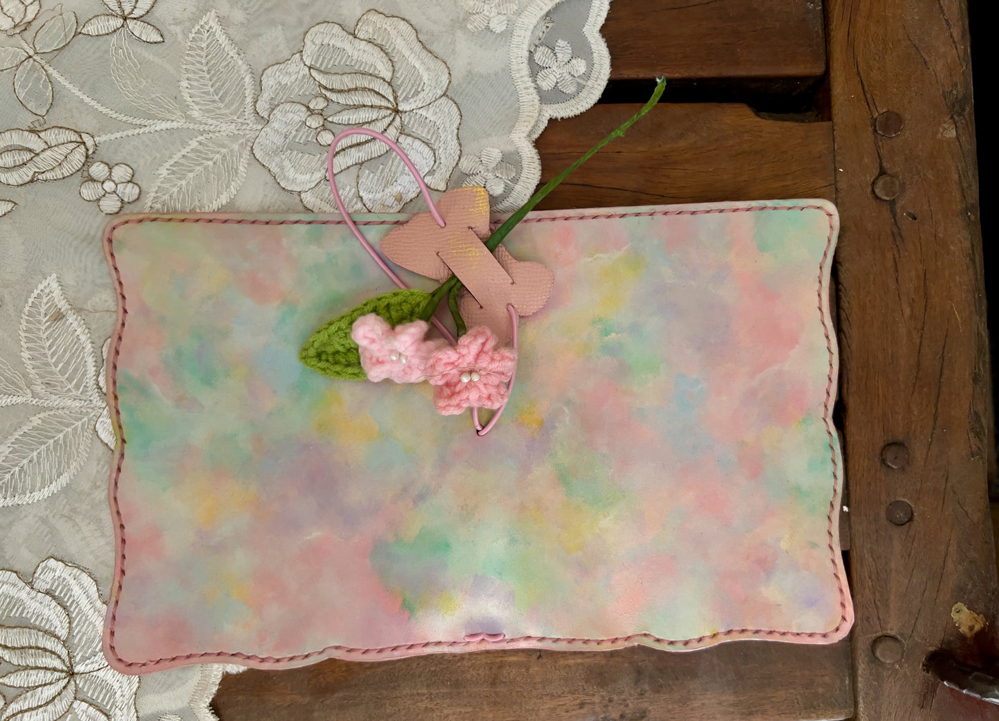 Hand-Painted, Hand-Stitched Leather Journal & Traveler's Notebook Cover | Garden Light