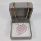 Glass Crochet Slanted Heart Pendant with Gold Chain and Jewelry Box