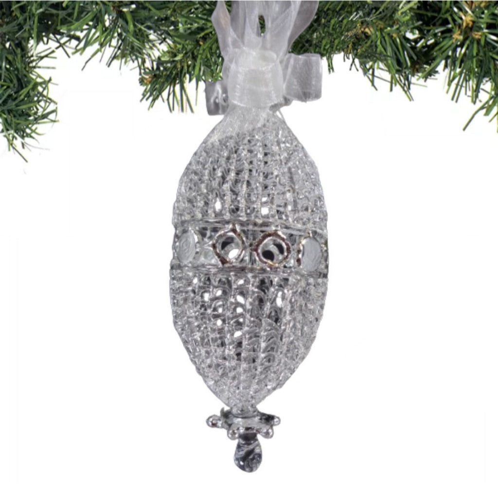Crochet Glass Hanging Christmas Ornaments with Gold Leafing