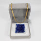 Square Crochet Glass Pendant Gold Chain Necklace