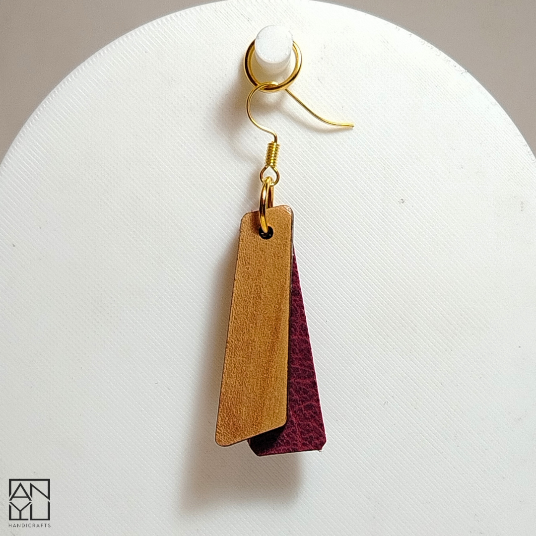 "Grace" Wood x Leather Earrings