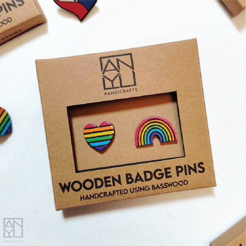 ANYU Wooden Rainbow Badge Pins