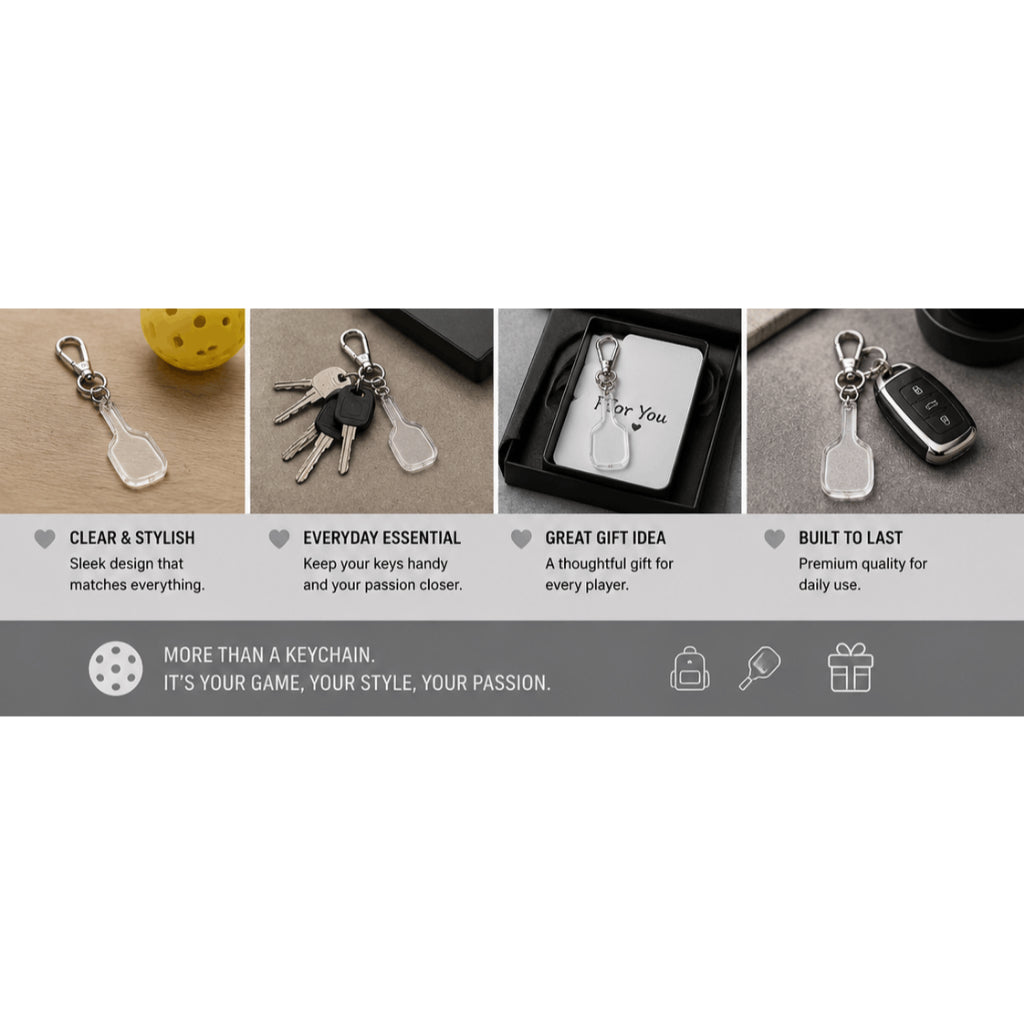 Glass Pickleball Paddle Keychain