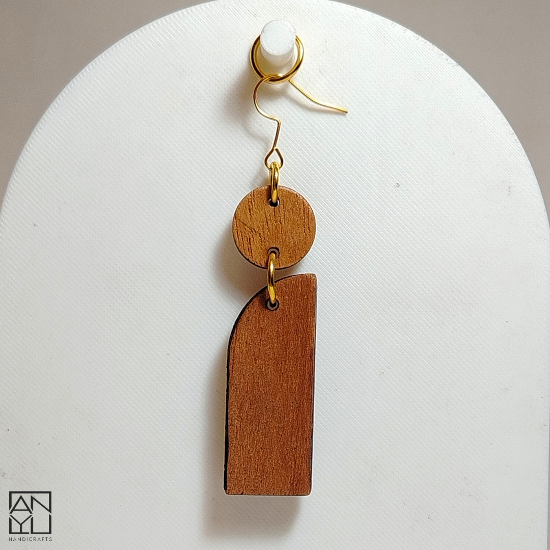 "Geo" Wood x Leather Earrings