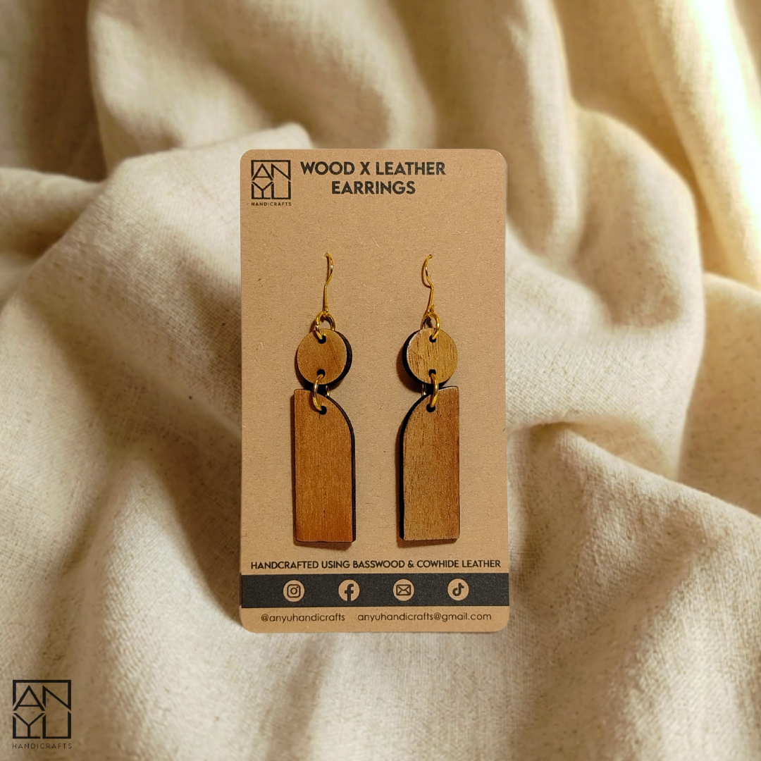 "Geo" Wood x Leather Earrings