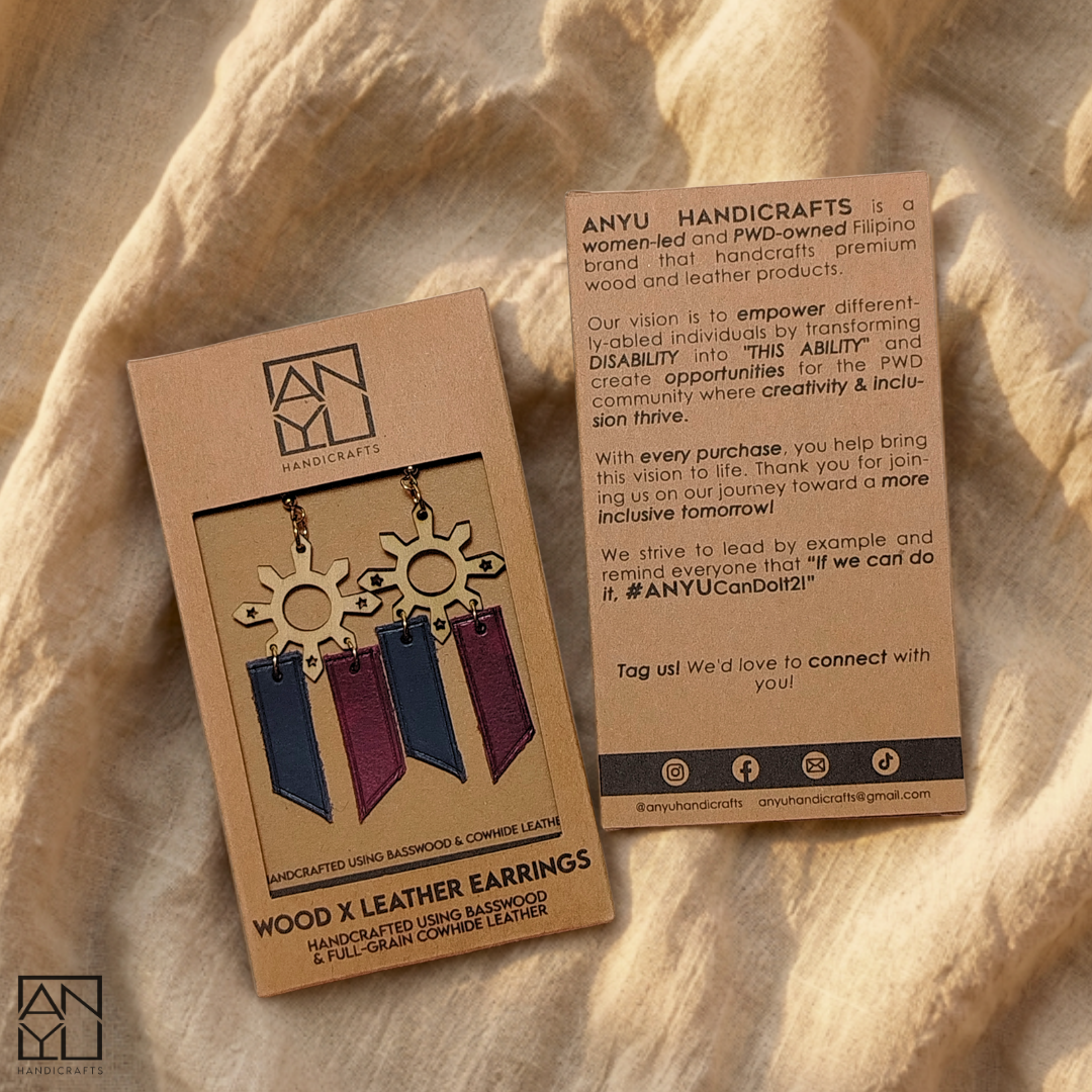 "Geo" Wood x Leather Earrings