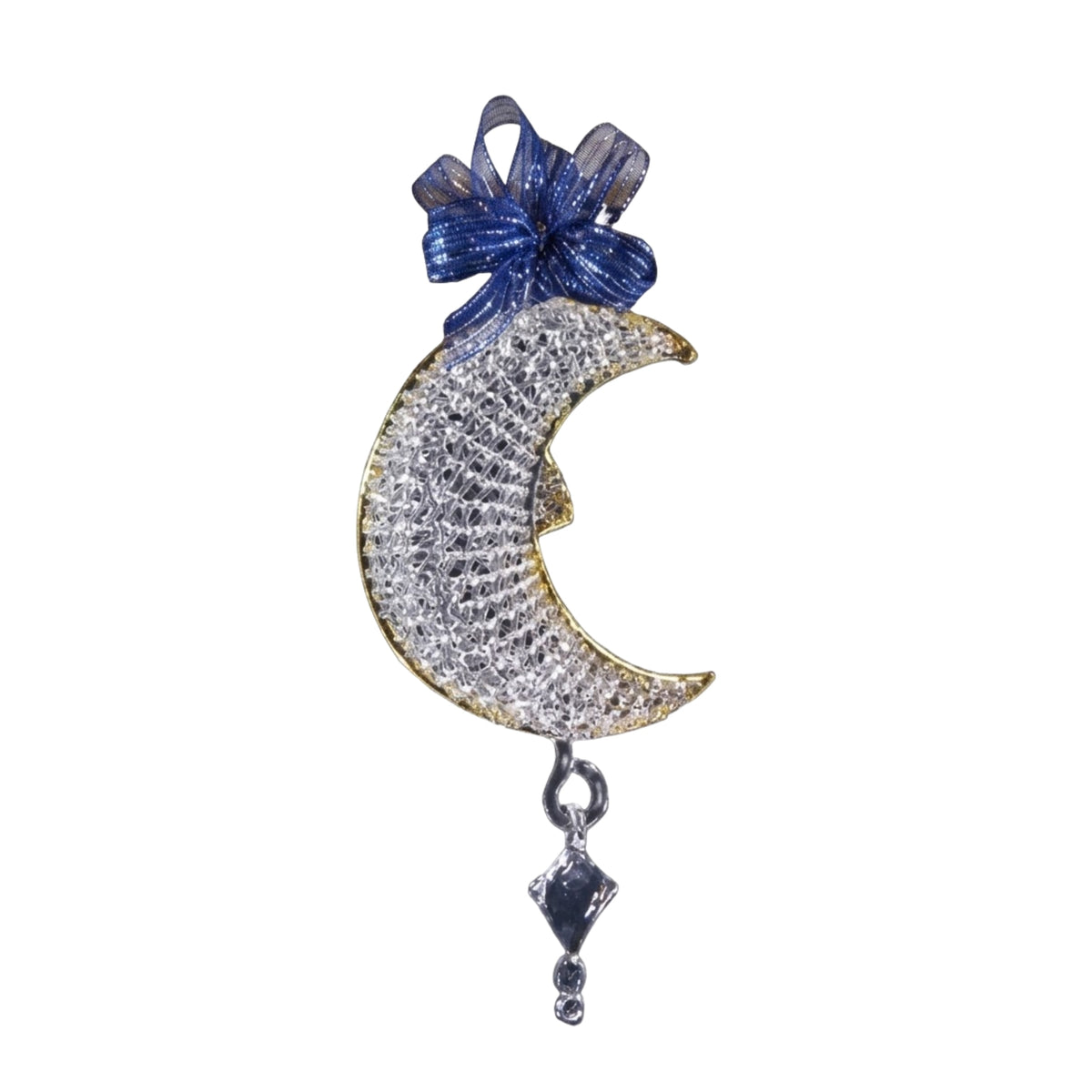 Christmas Ornaments Half Moon Crochet Glass with Gold Lining