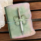 Hand-Painted, Hand-Stitched Leather Journal & Traveler's Notebook Cover | Soft Moss