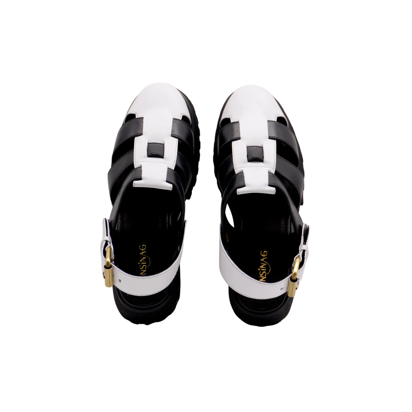 Evy Fisherman Mules (White & Black)