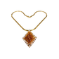 Diamond Crochet Glass Pendant Necklace 18k Gold Chain Jewelry Box