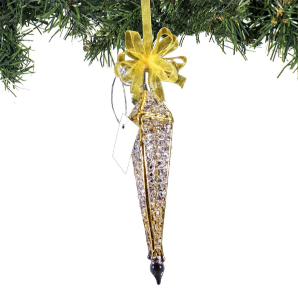 Crochet Glass Hanging Christmas Ornaments with Gold Leafing