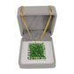 Square Crochet Glass Pendant Gold Chain Necklace