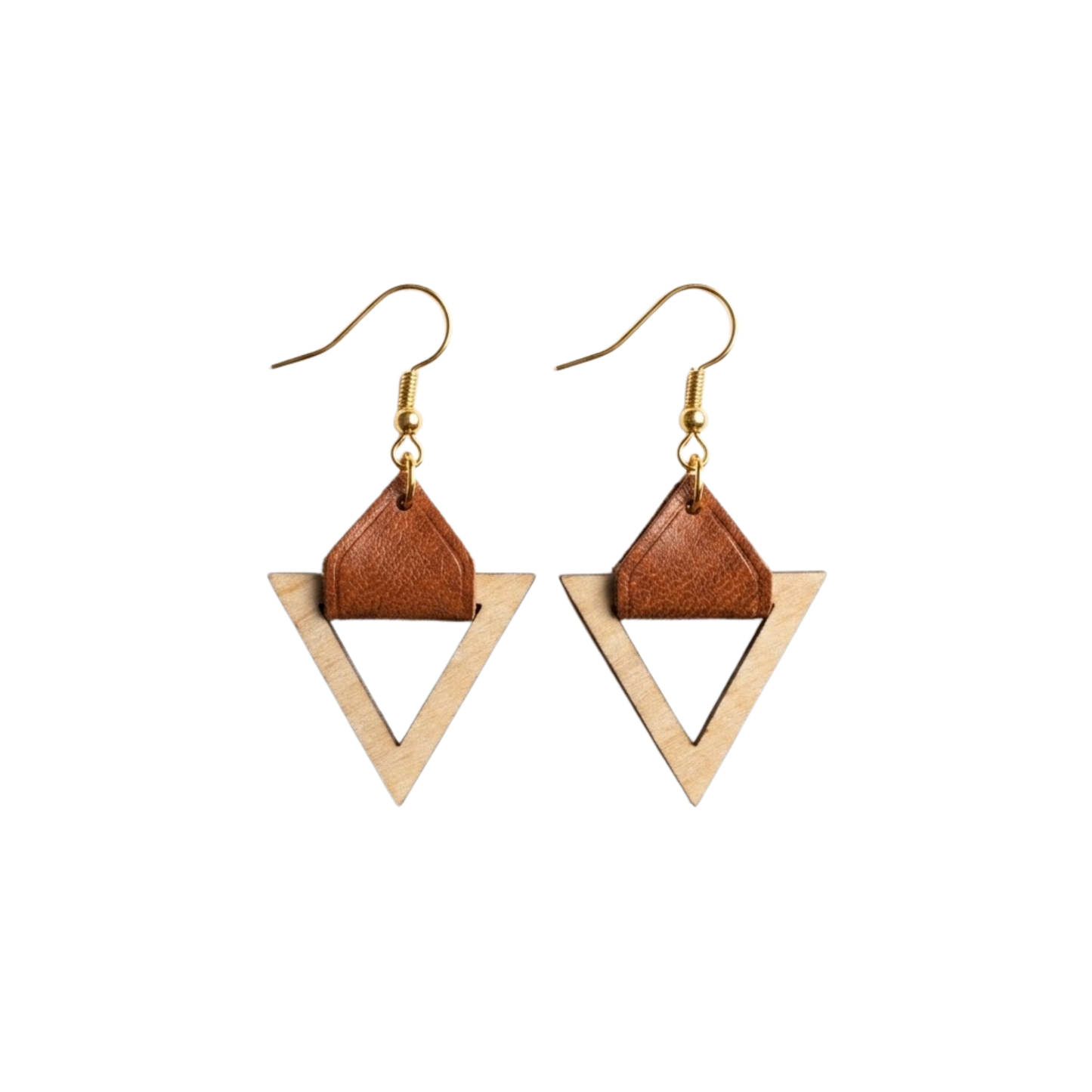 "Prism" Wood x Leather Earrings