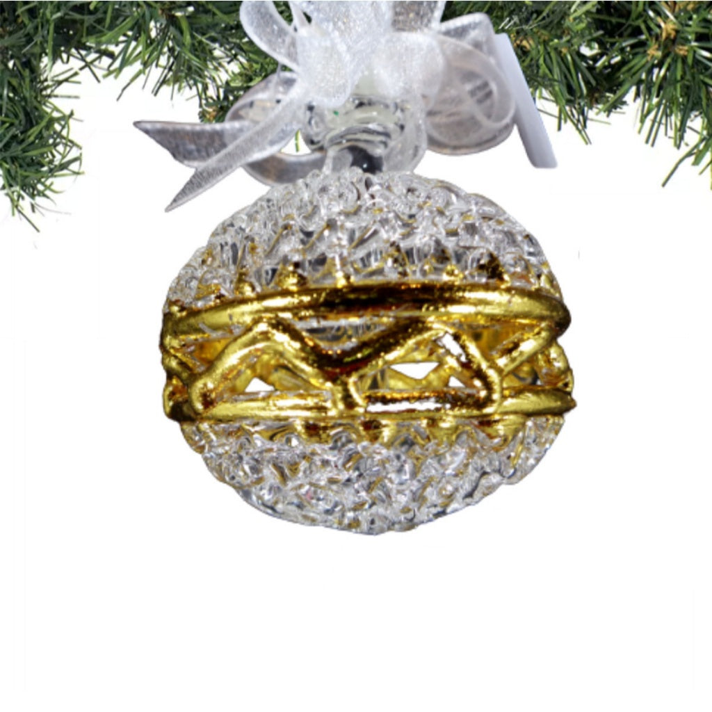 Crochet Glass Hanging Christmas Ornaments with Gold Leafing