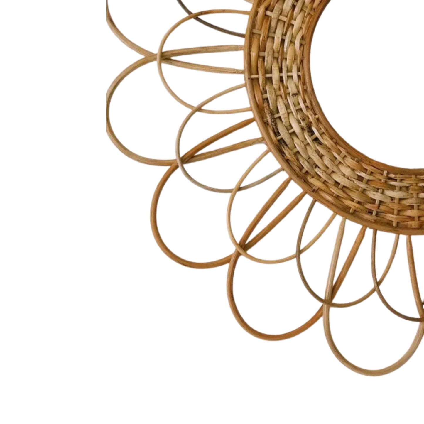 Ilokana Handicrafts 35" Rattan Bohemian Floral Wall Mirror