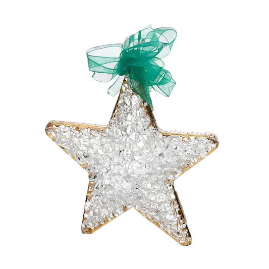 Christmas Star Ornaments Crochet Glass with Gold Lining