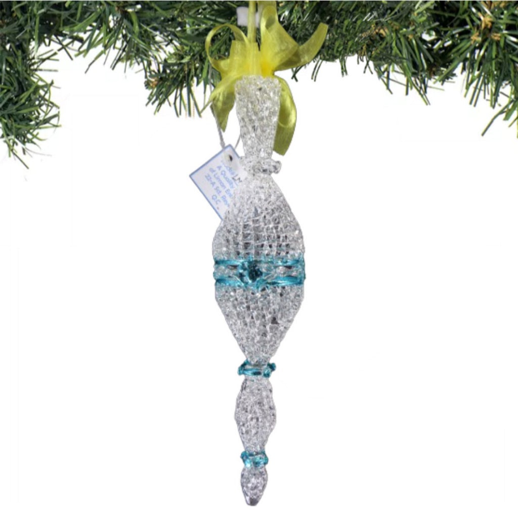 Crochet Glass Hanging Christmas Ornaments with Gold Leafing