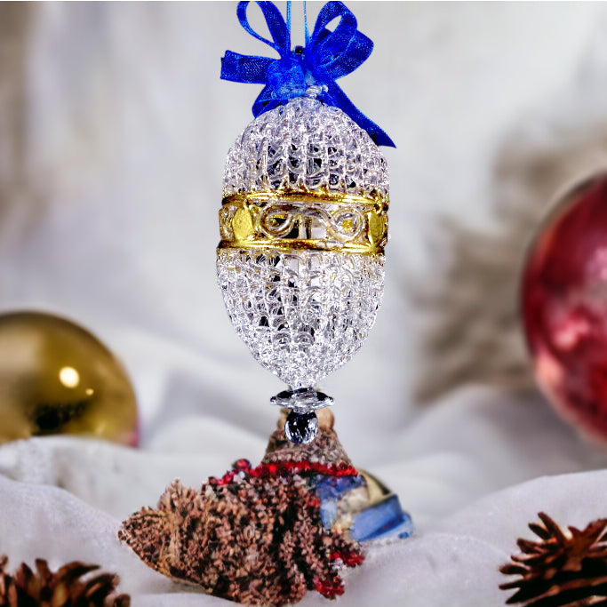 Crochet Glass Christmas Ornaments with Gold Leafing