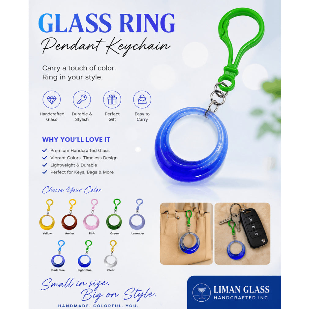 Glass Ring Pendant Keychain