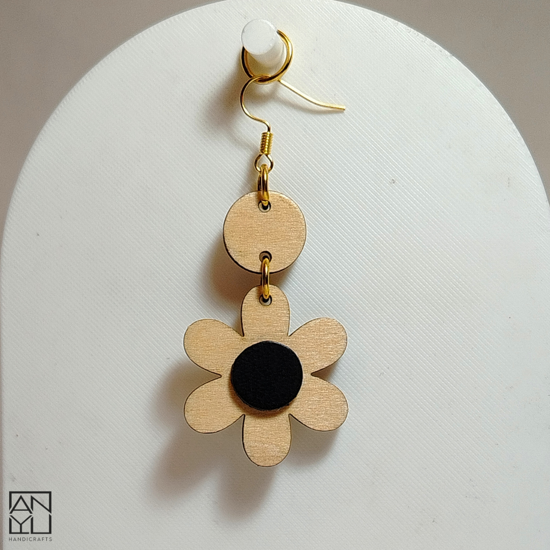 "Flora" Wood x Leather Earrings