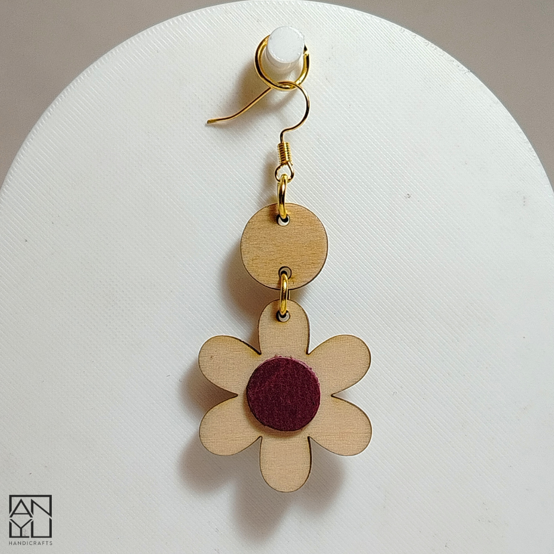 "Flora" Wood x Leather Earrings