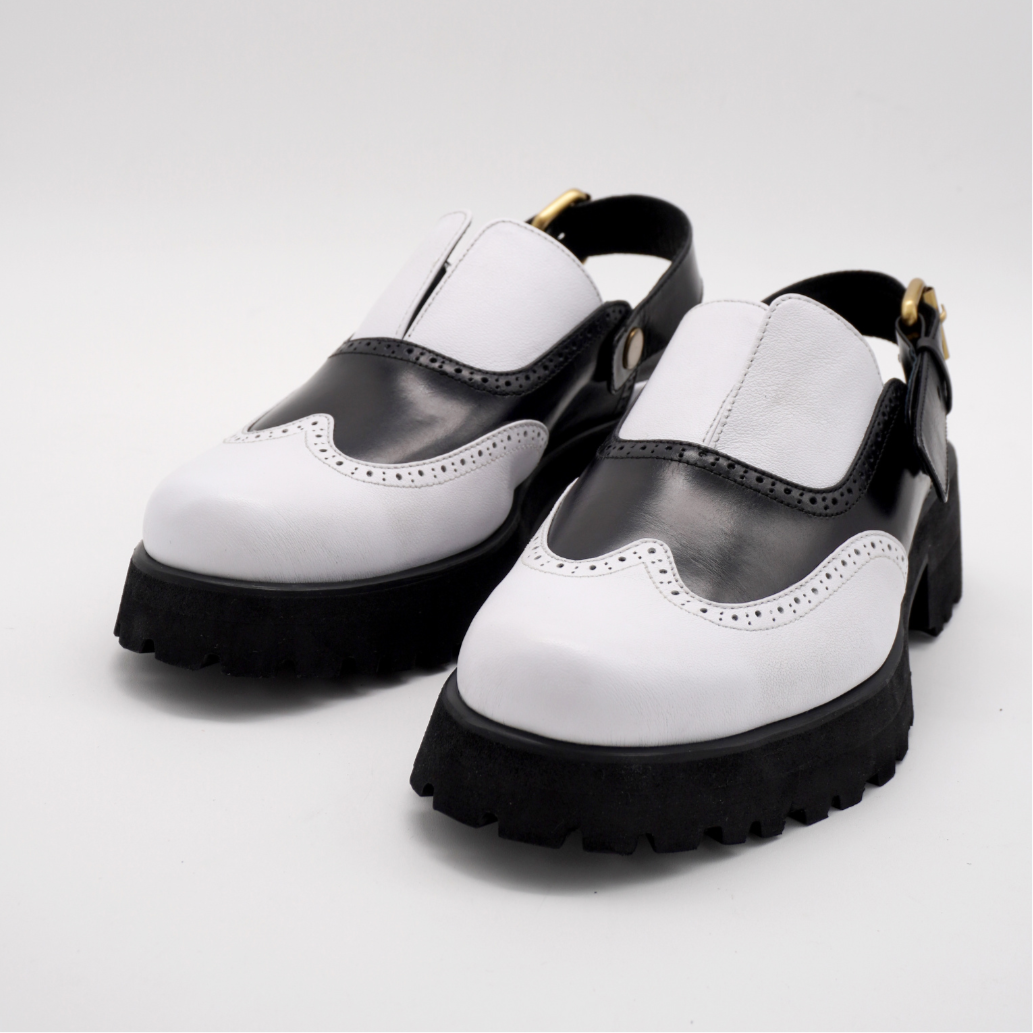 Yna Oxford Mules - White & Black (Pre-order)