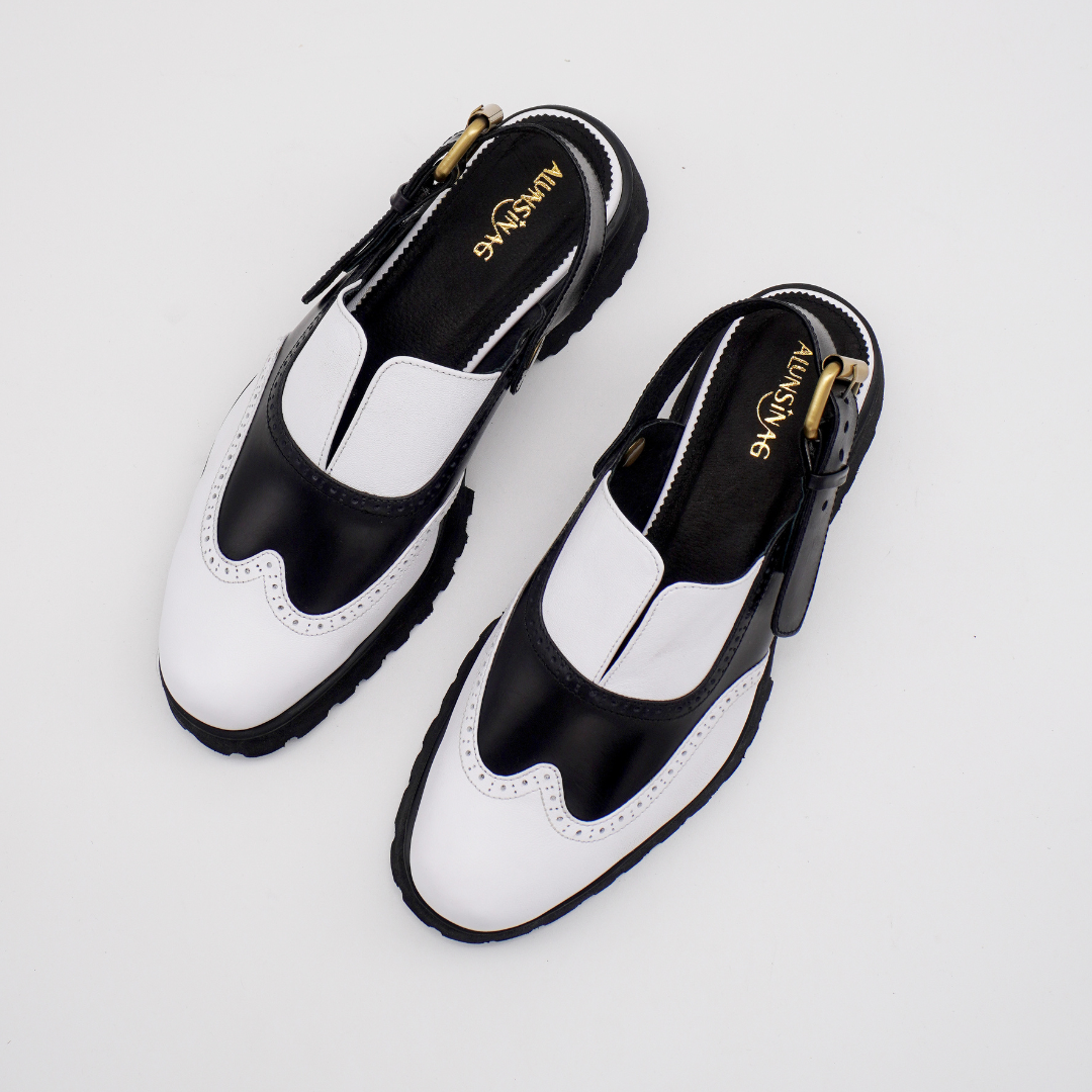Yna Oxford Mules - White & Black (Pre-order)