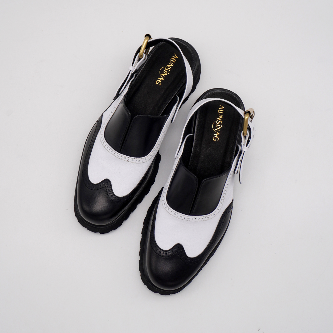 Yna Oxford Mules - Black & White (Pre-order)