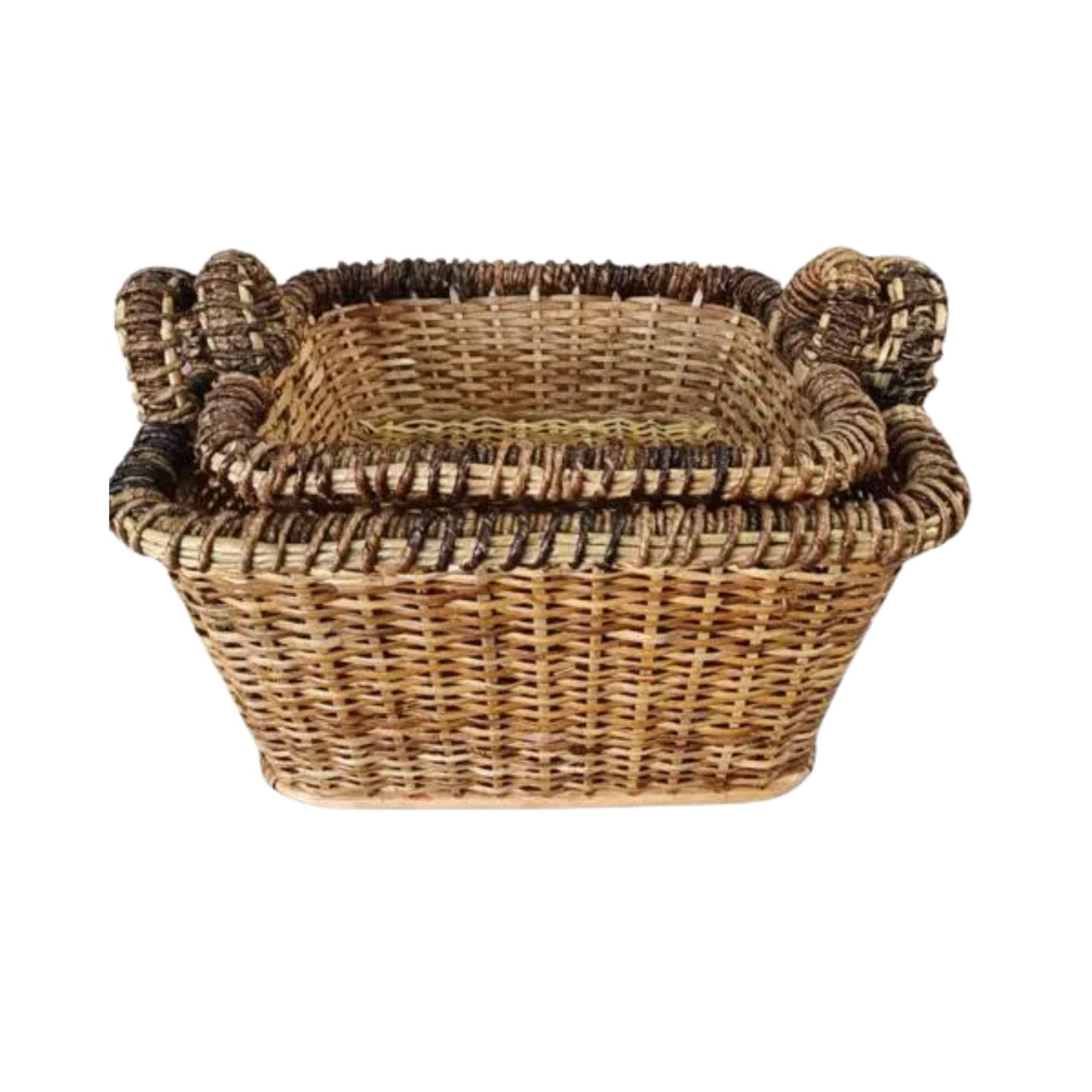 Ilokana Handicrafts Abaca Rattan Storage Box with Ear Handle