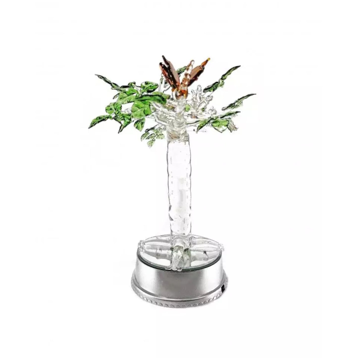 Adam & Eve Tree Artificial Flower Glass Figurine