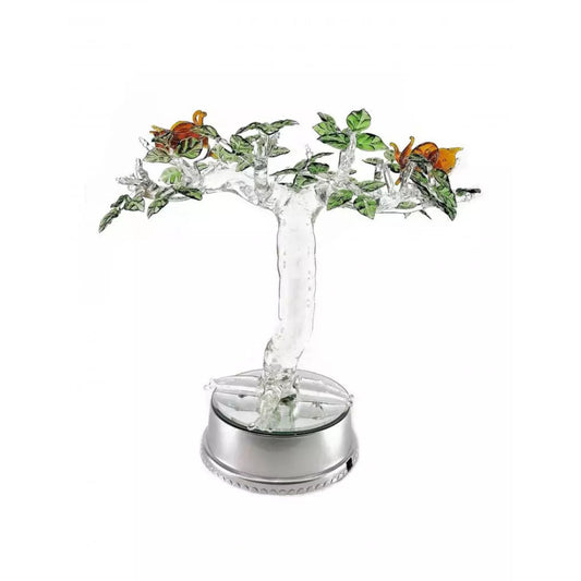 Adam & Eve Tree Artificial Flower Glass Figurine