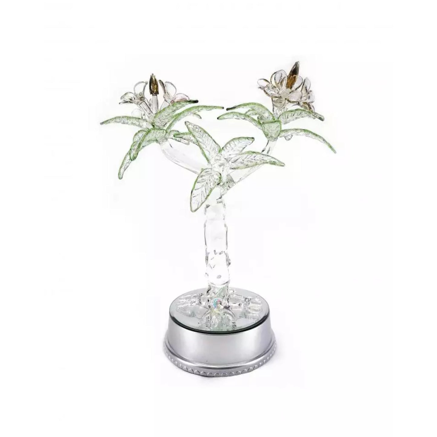 Artificial Flower Tree Gold Glass Figurine