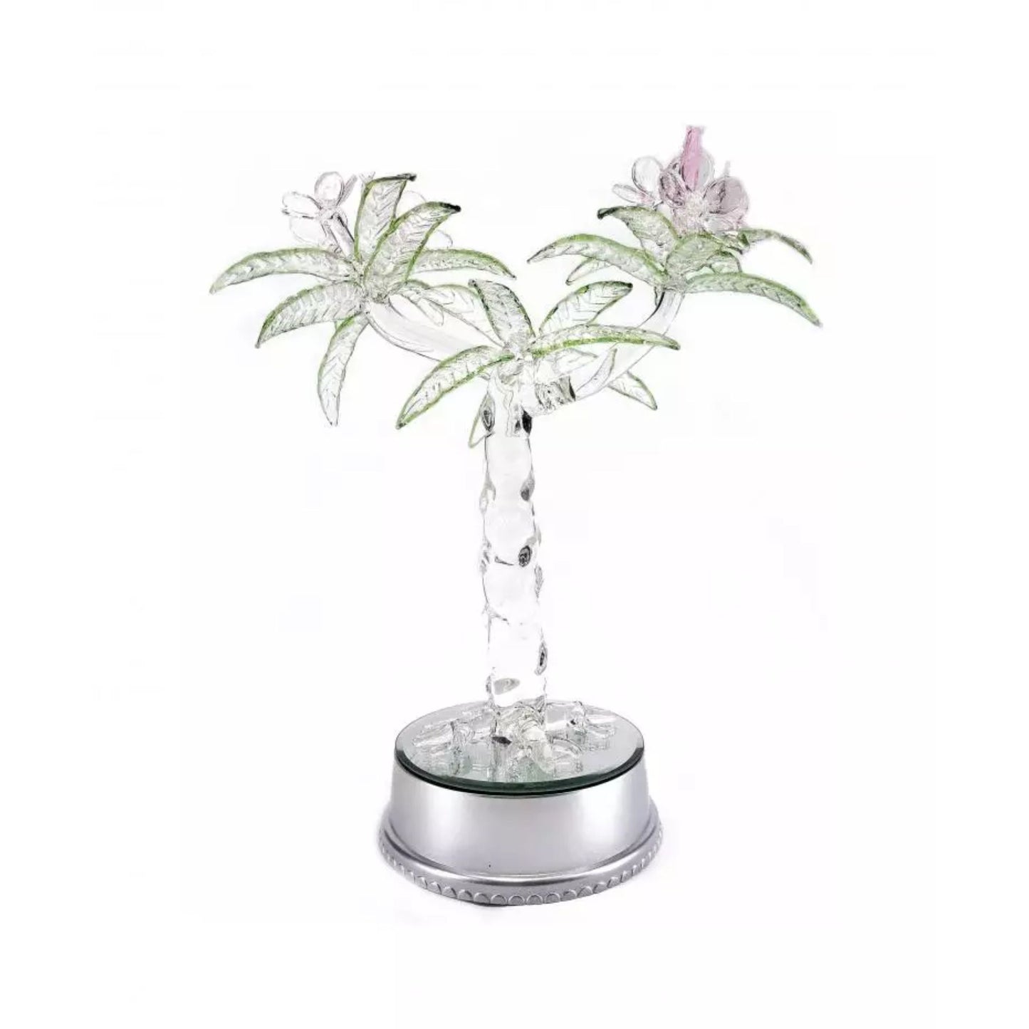 Artificial Flower Tree Pink Glass Figurine