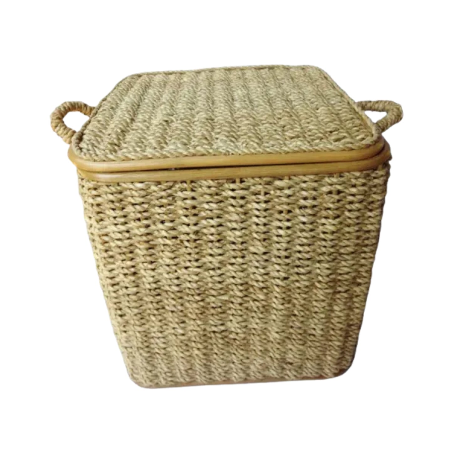 Ilokana Handicrafts Buri Clothing Basket Organizer with lid and handle