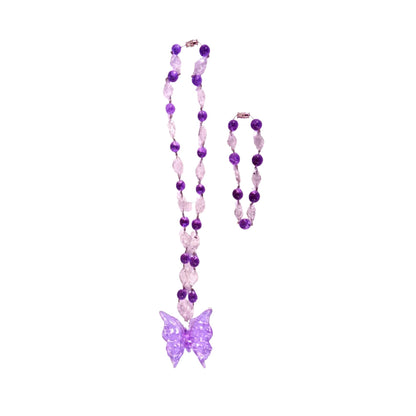 Butterfly Pendant with Beads and Diamond Set