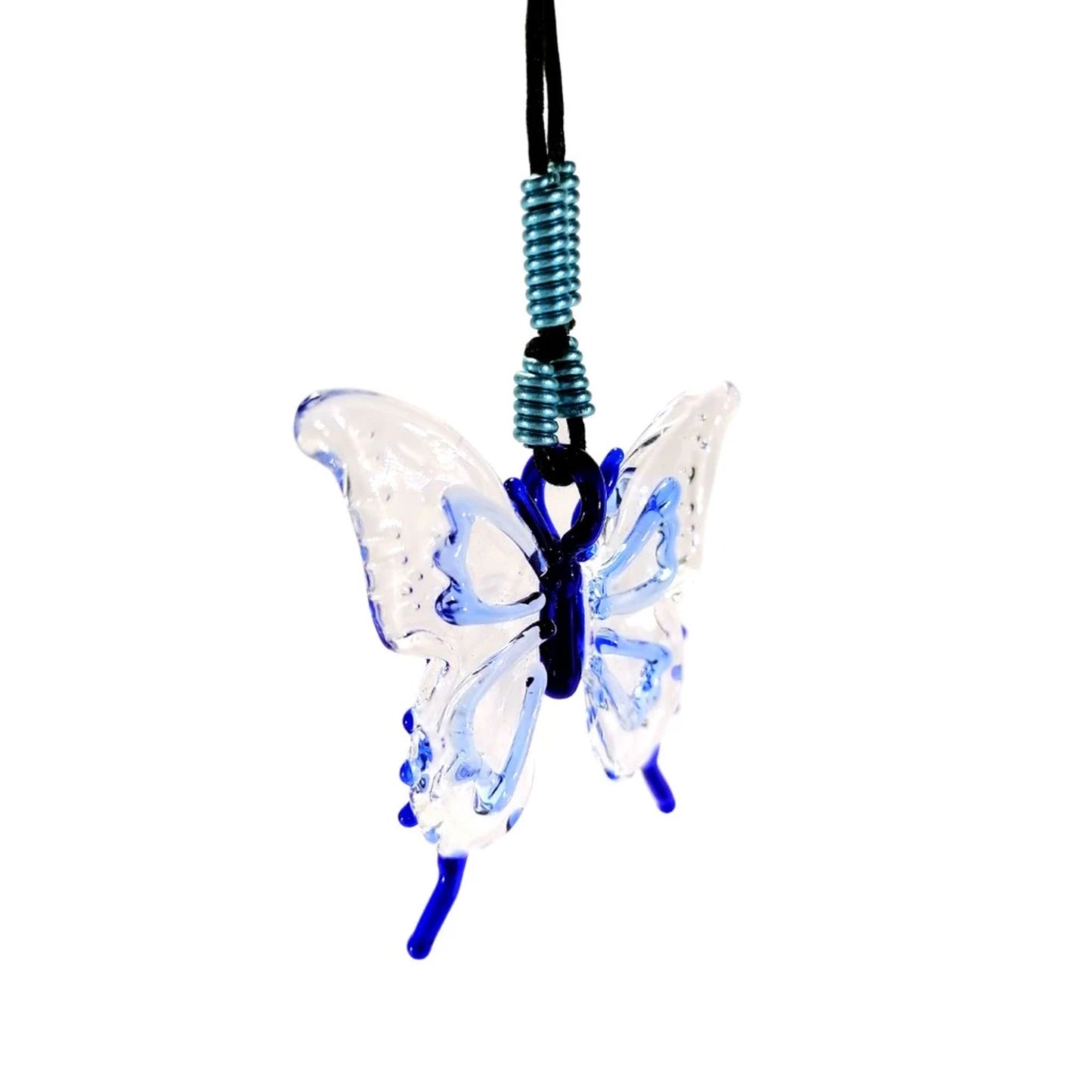 Butterfly Pendant in Wax Cord Necklace