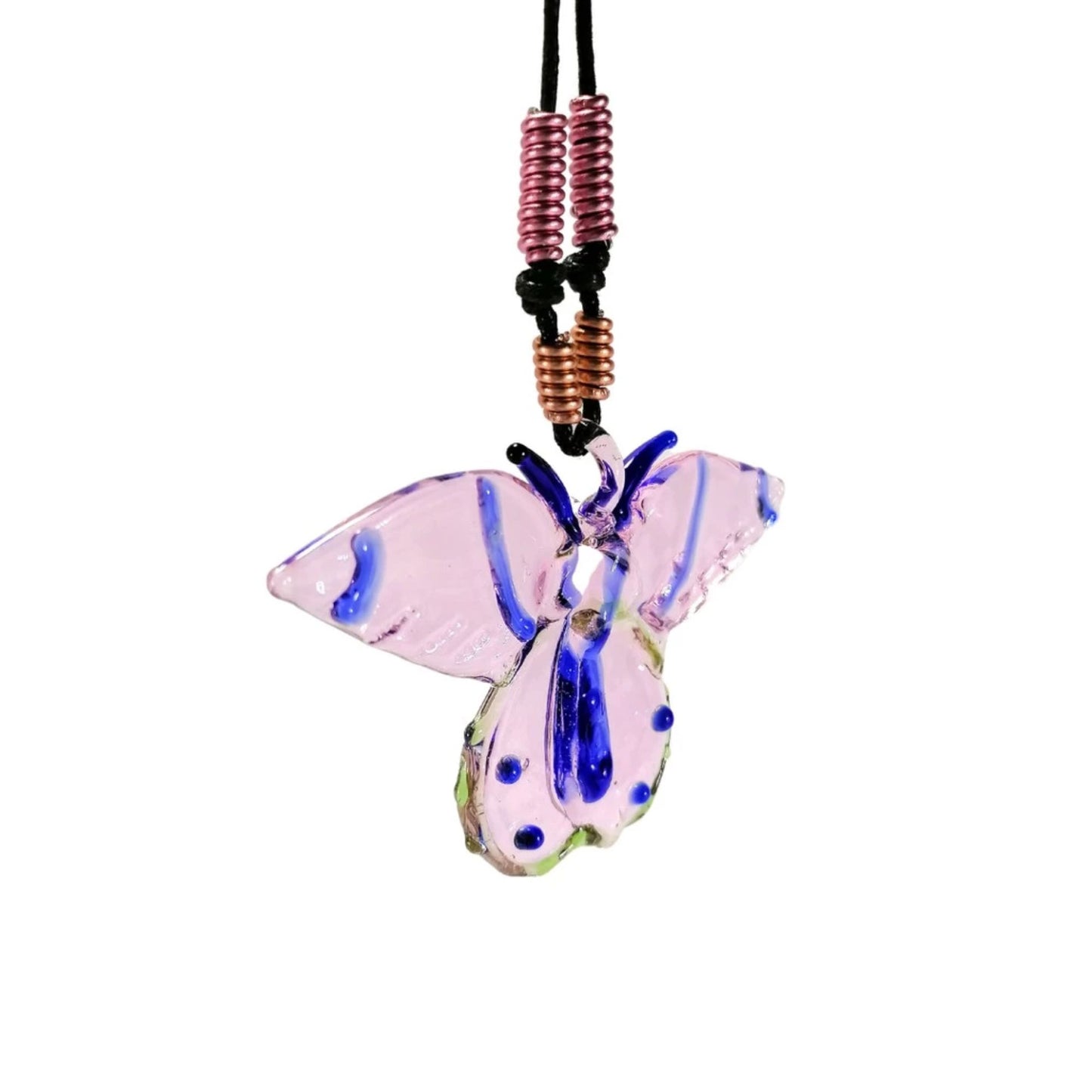 Butterfly Pendant in Wax Cord Necklace