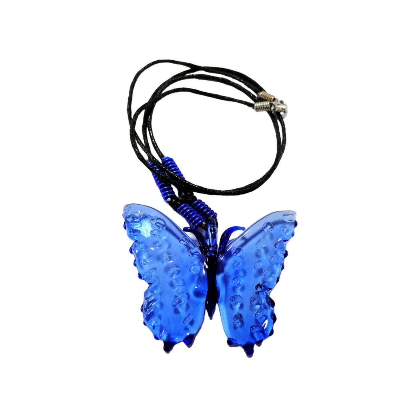 Butterfly Pendant in Wax Cord Necklace