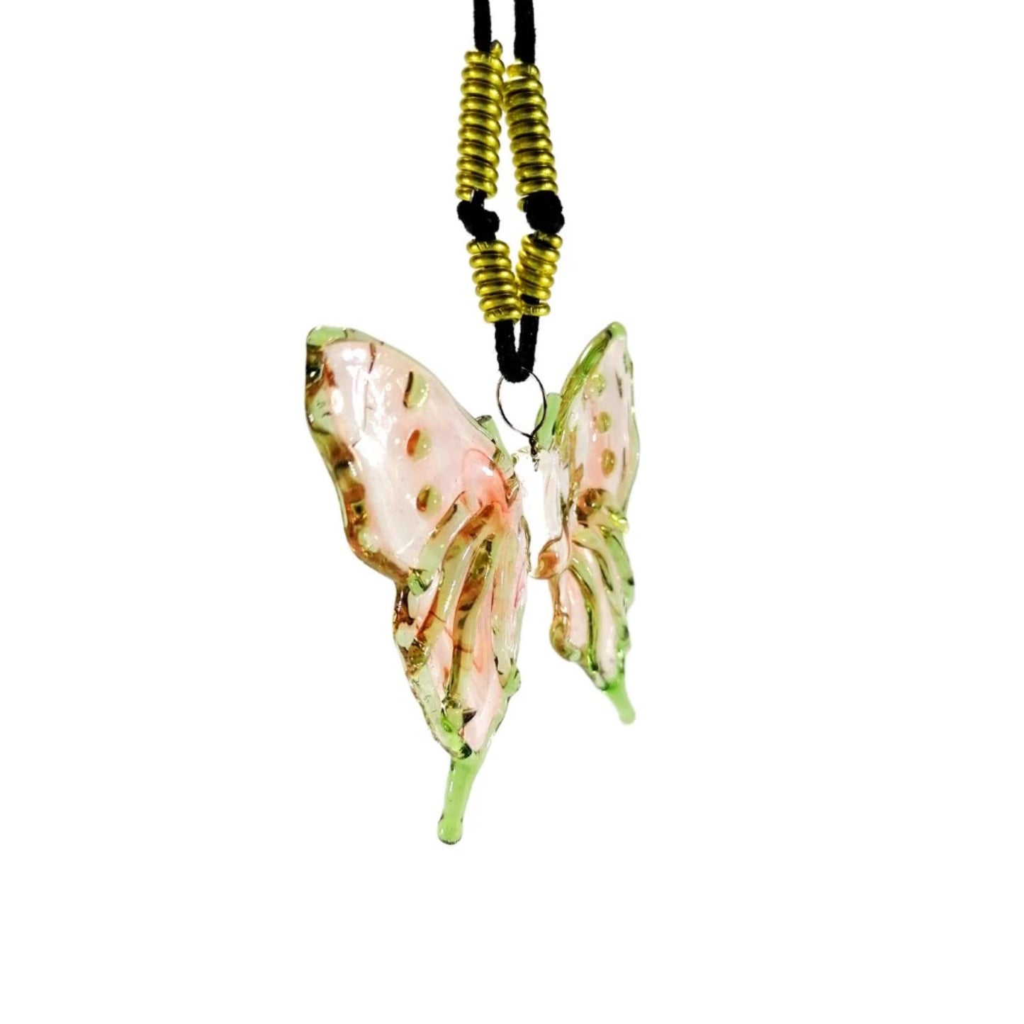 Butterfly Pendant in Wax Cord Necklace