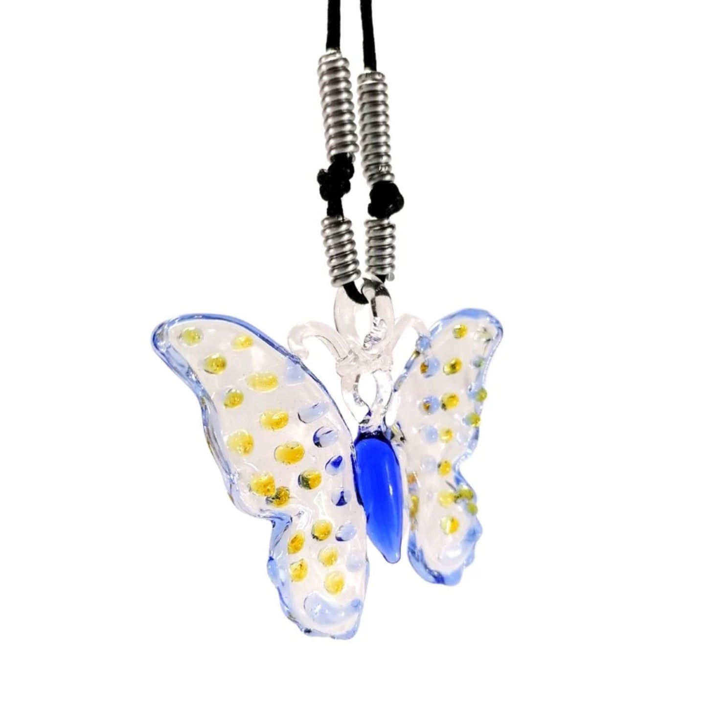 Butterfly Pendant in Wax Cord Necklace