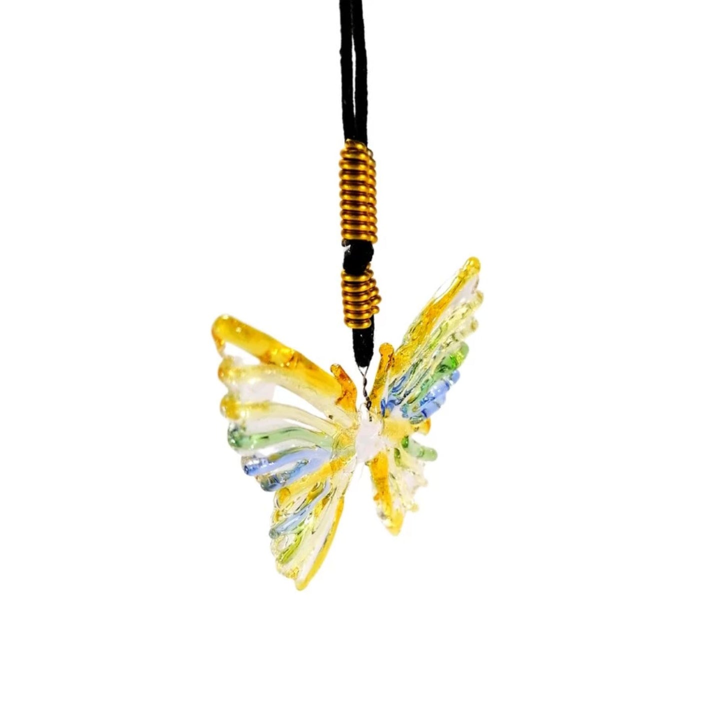 Butterfly Pendant in Wax Cord Necklace