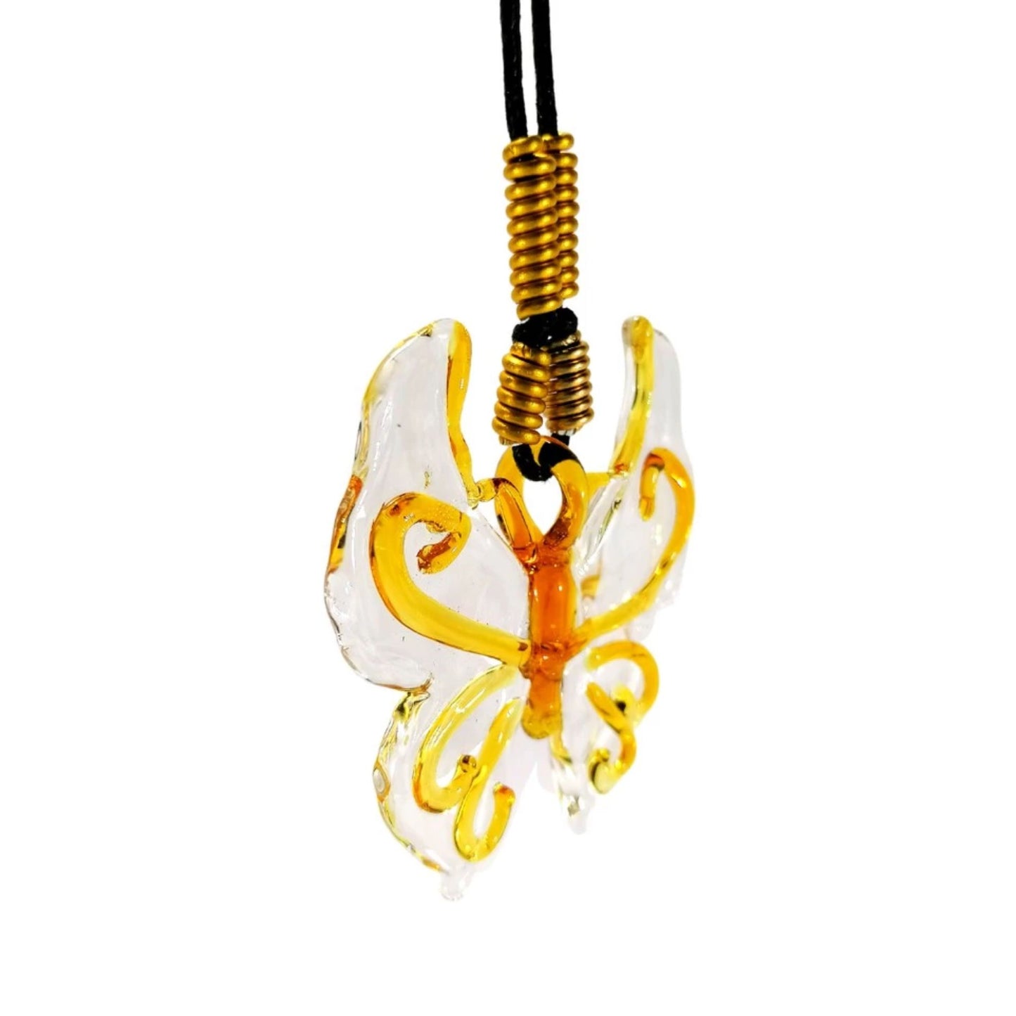 Butterfly Pendant in Wax Cord Necklace