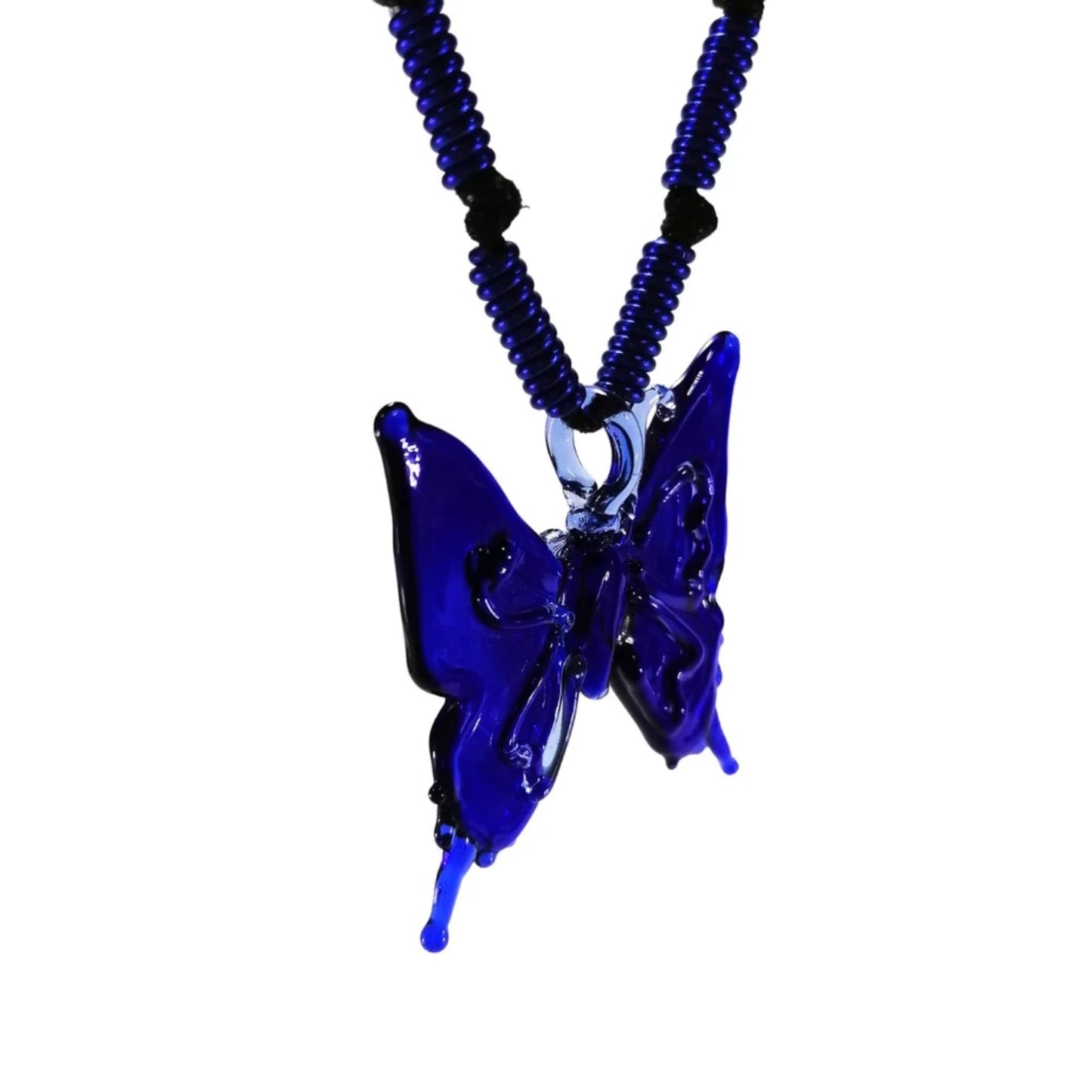 Butterfly Pendant in Wax Cord Necklace