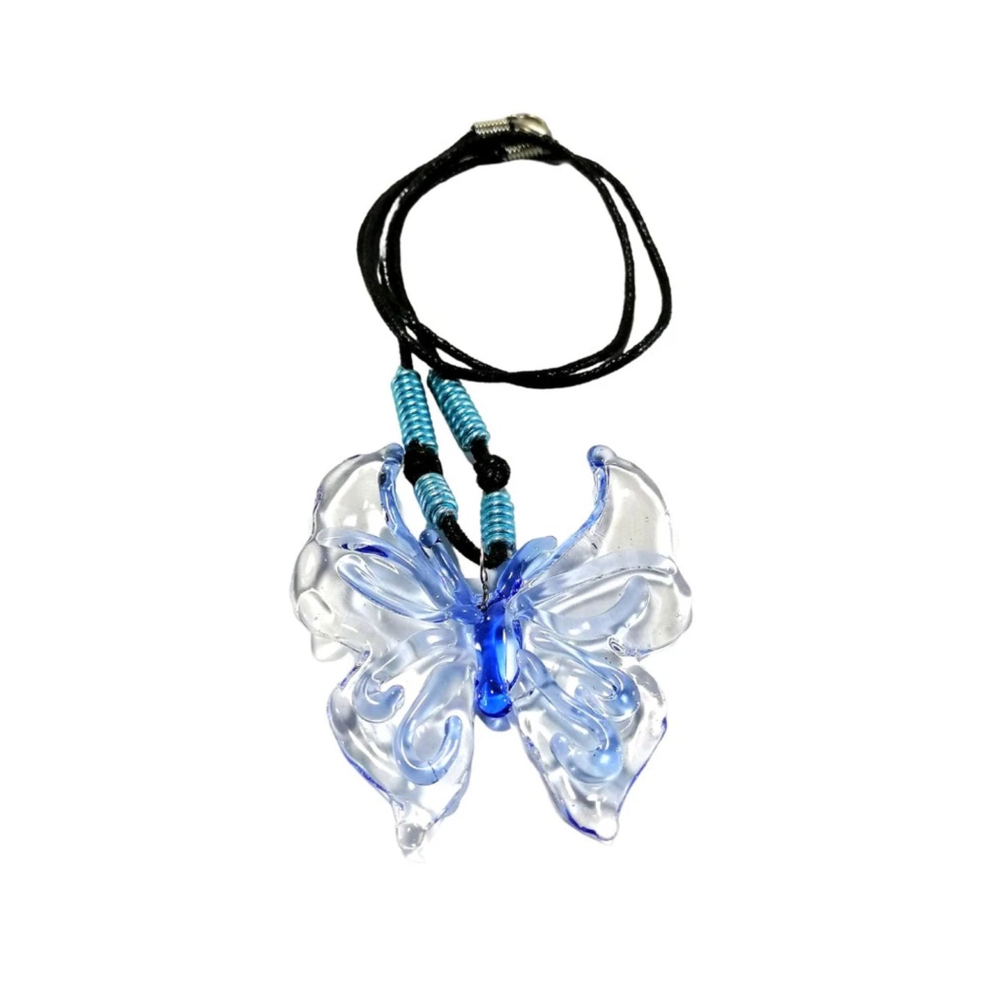 Butterfly Pendant in Wax Cord Necklace