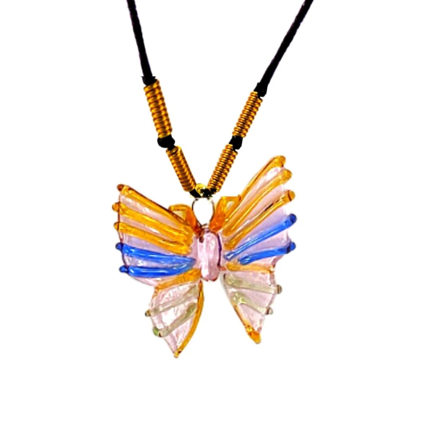 Butterfly Pendant in Wax Cord Necklace