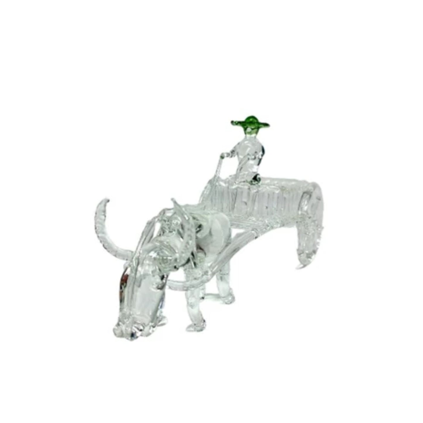 Carabao Cart Glass Figurine