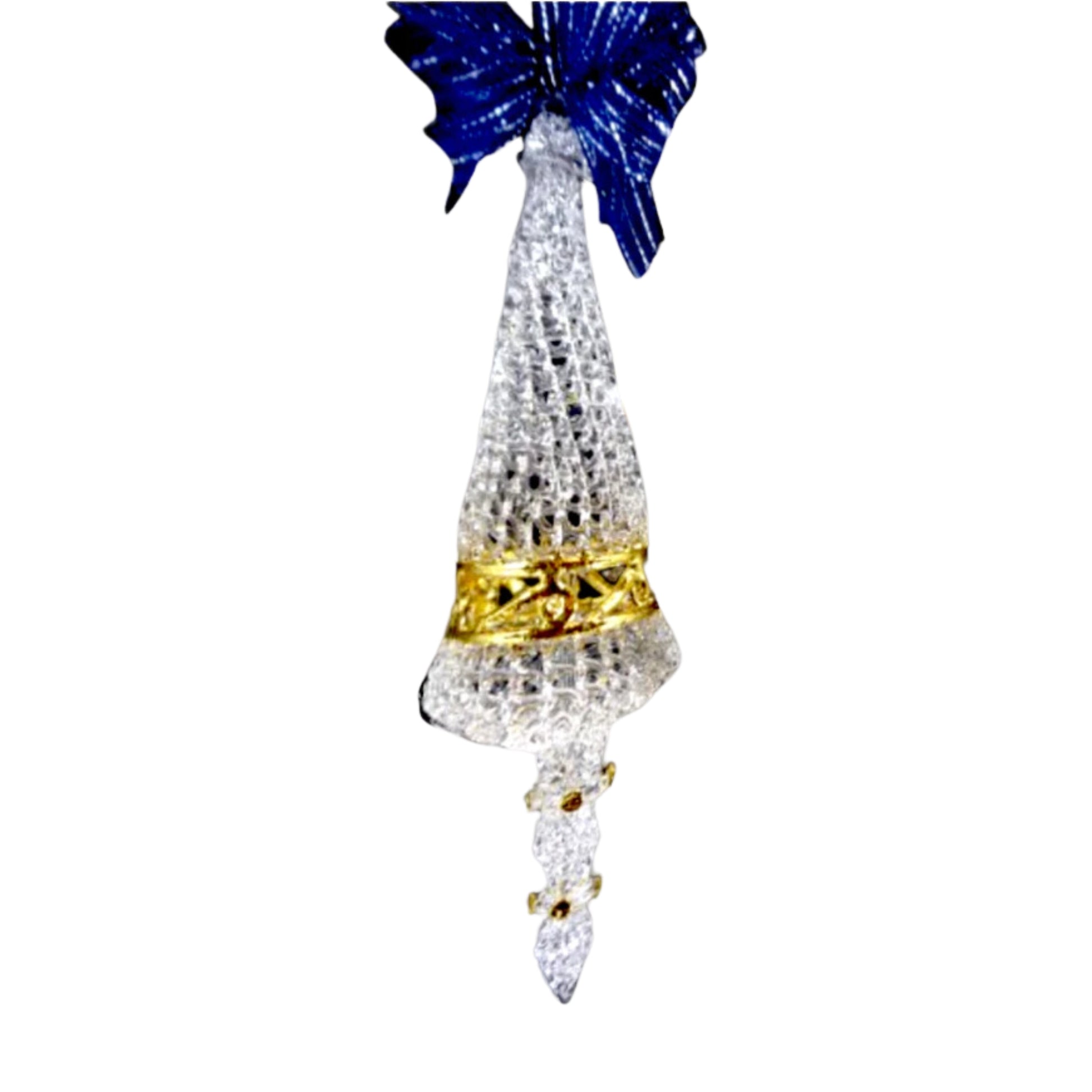 Crochet Glass Christmas Tree Ornaments with Gold Leafing & Organza Ribbon