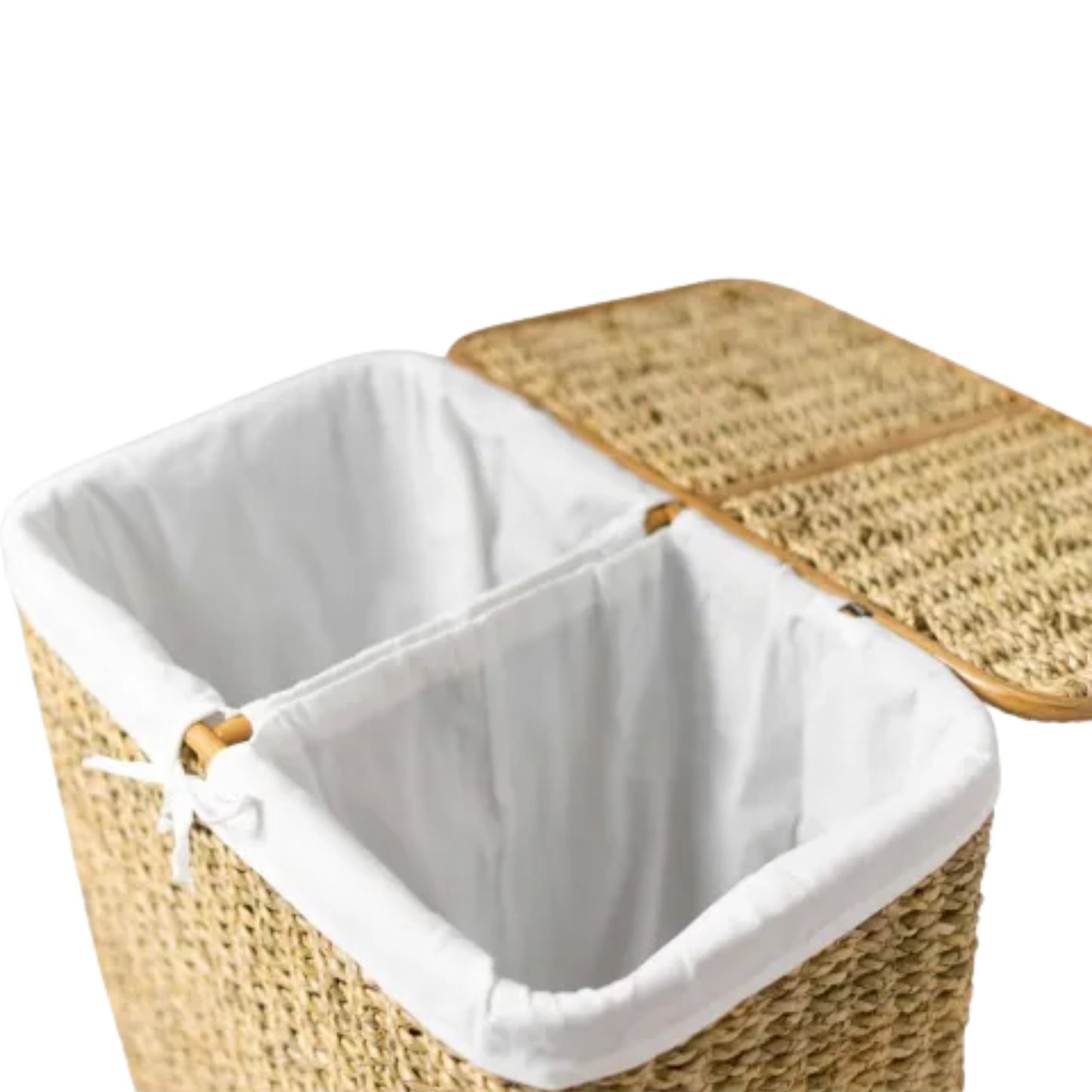 Ilokana Handicrafts Dual Compartment Rattan Laundry Hamper